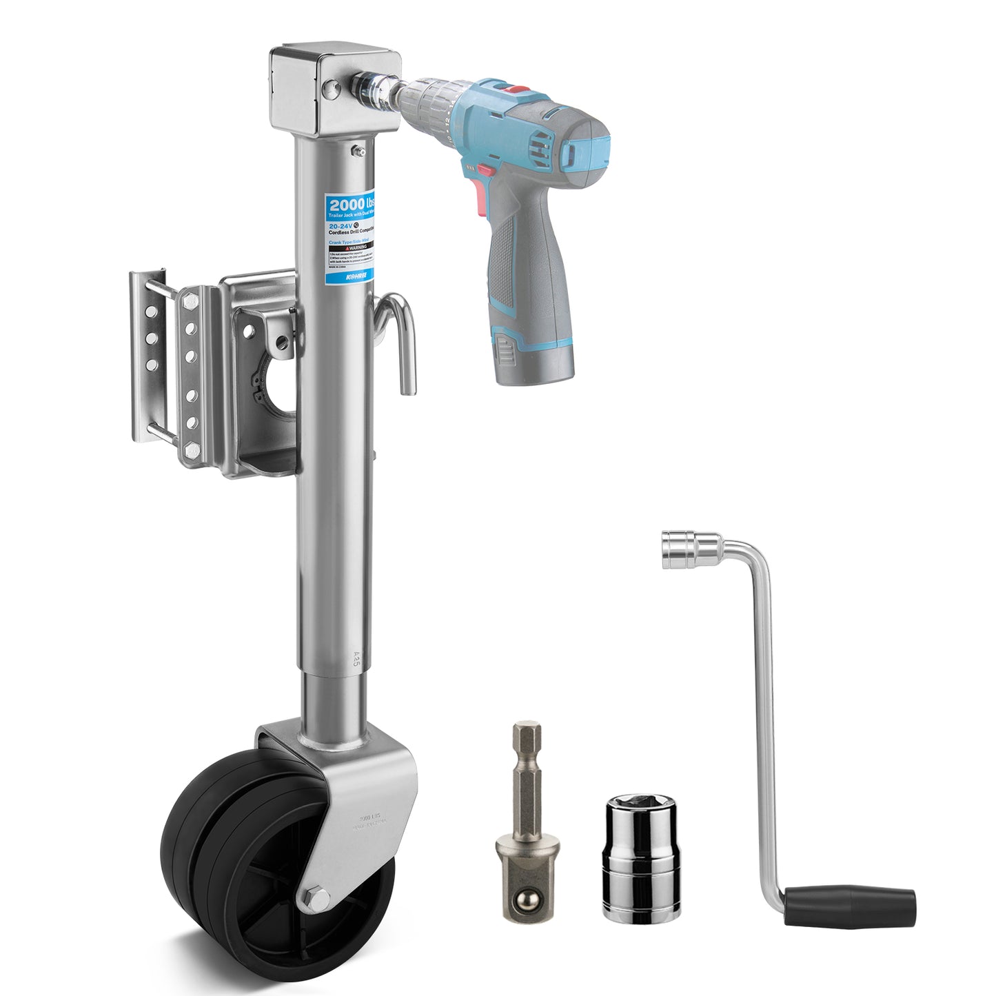 Kohree 5000 lbs A-Frame Trailer Jack, 37.2”Max Height Adjustable, 20-24V Cordless Drill Compatible, 25" Vertical Travel for Utility Trailer, Yacht Trailer
