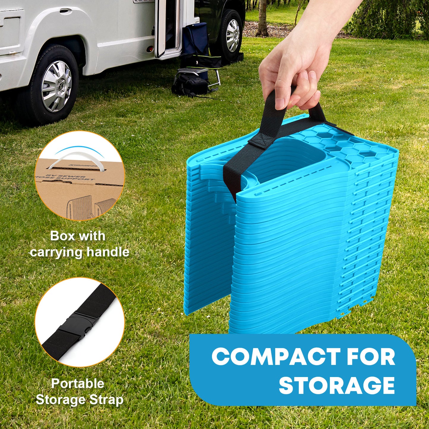 Kohree RV Sewer Hose Support,Heavy-Duty with Height Adjustable for Campers,Blue