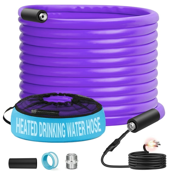 Kohree 50 FT Heated Water Hose with Storage Bag for RV,Drinking Water Hose Antifreeze to -40℉ for Trailer,Truck,Garden-(Purple)