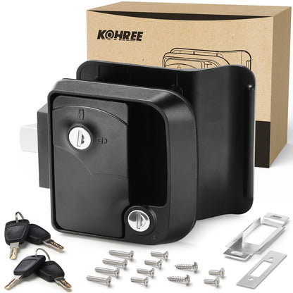Kohree Upgraded RV Door Lock with Paddle Deadbolt, 100% Zinc Alloy, Camper Entry Door Latch, RV Lock Replacement Kit with 4 Keys, for Cargo Hauler Horse Trailer Truck, Black