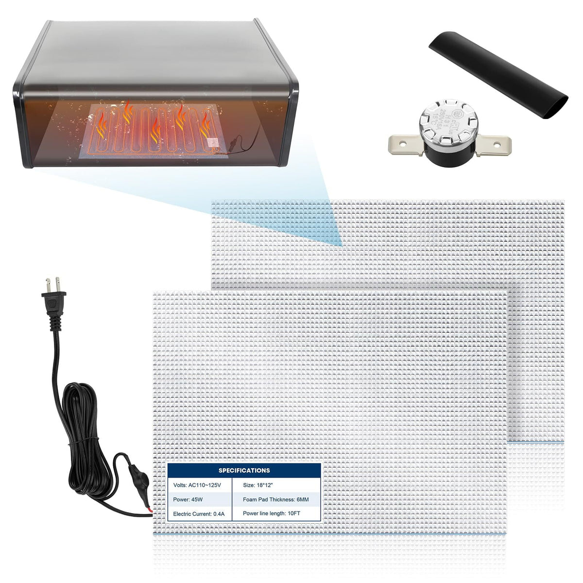 Kohree RV Holding Tank Heater Pad Use with Up to 50 Gallons Fresh Water, AC 110-125V 12" x 18" Holding Tank Heating Pad with Thermostat Auto (2 Pack )