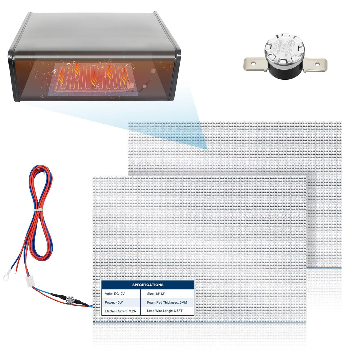 Kohree 12"x18" RV Water Holding Tank Heater Pad ,12V DC Up to 50 Gallons Fresh Water with Thermostat Control for Camper,Trailer,Trailer,Boat (2Pack )