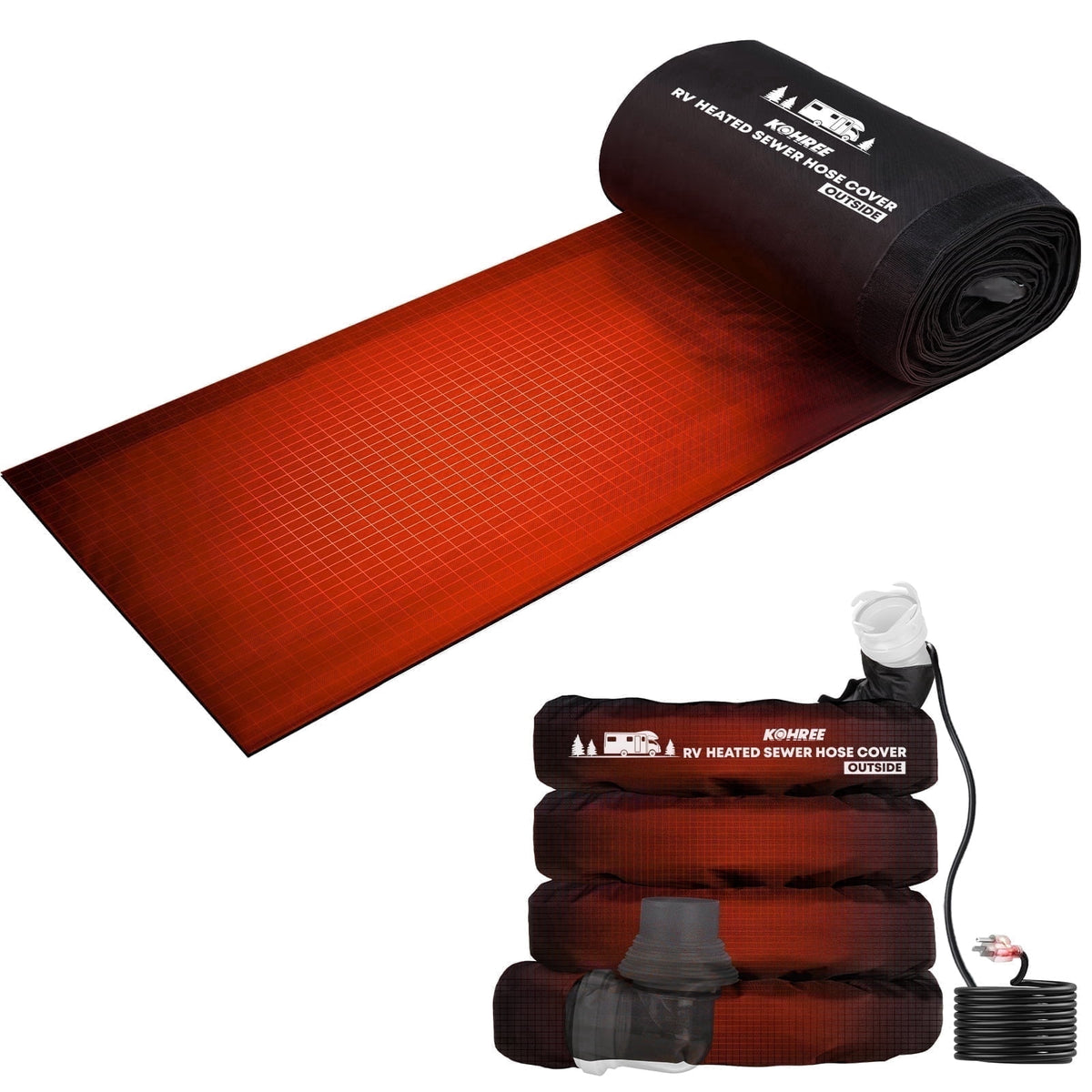 Kohree 20FT RV Heated Sewer Hose Sleeve ,Avoid Freezing at -45°F RV Heated Sewer Hose for Rv/Camper in Winter