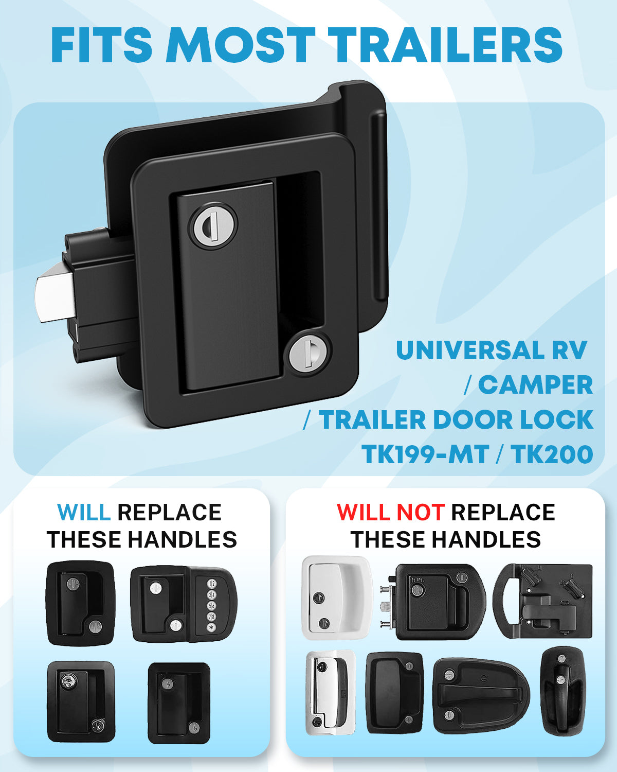 Kohree RV Entry Door Lock with Paddle Deadbolt Zinc Alloy for Travel Camper Trailer, Black
