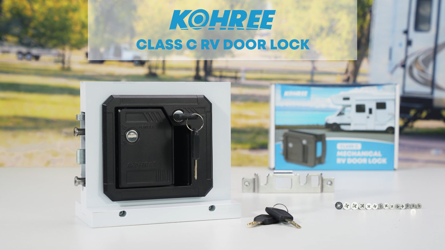 Kohree RV Door Lock, Class C Camper Door Latch with 4 Keys, Fits Most Class A & Class C Motorhomes Campers, 4.25" x 4.50" x 1.25"-1.5" Lock Holes