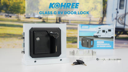 Kohree RV Door Lock, Class C Camper Door Latch with 4 Keys, Fits Most Class A & Class C Motorhomes Campers, 4.25" x 4.50" x 1.25"-1.5" Lock Holes