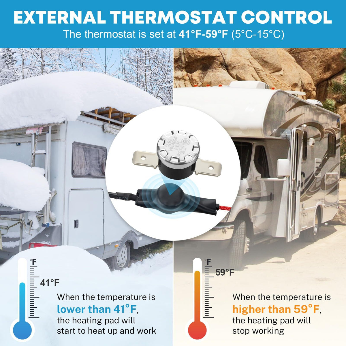Kohree RV Holding Tank Heater Pad Use with Up to 50 Gallons Fresh Water, AC 110-125V 12" x 18" Holding Tank Heating Pad with Thermostat Auto (2 Pack )