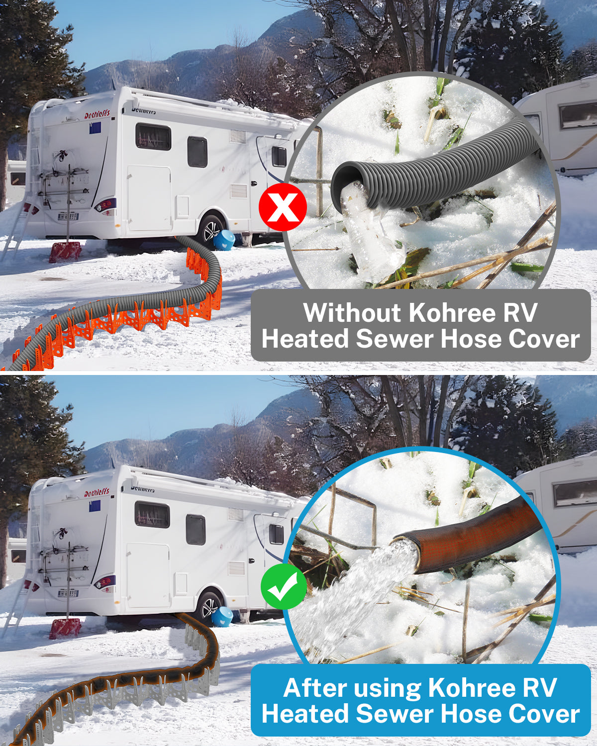 Kohree 20FT RV Heated Sewer Hose Sleeve ,Avoid Freezing at -45°F RV Heated Sewer Hose for Rv/Camper in Winter