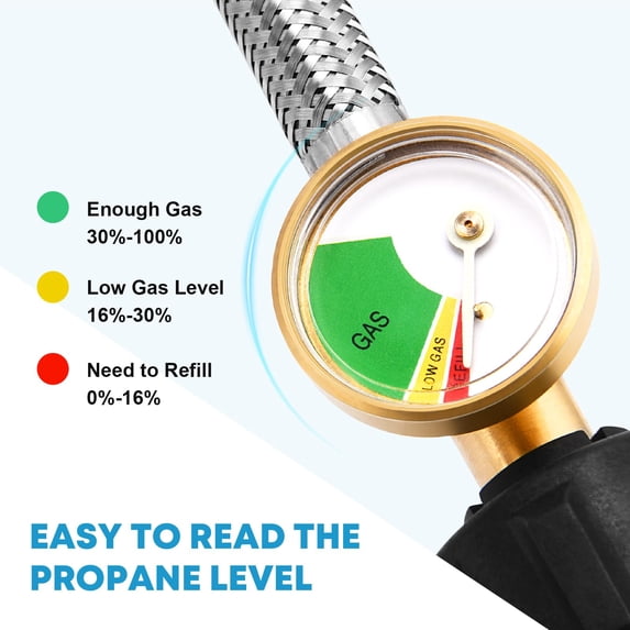 Kohree 6FT Propane Hose Adapter with Gauge,1lb to 20lb Propane Tanks with Pol,CSA-certified for RV Camping Stove,Buddy Heater ,Coleman Stove, Grill