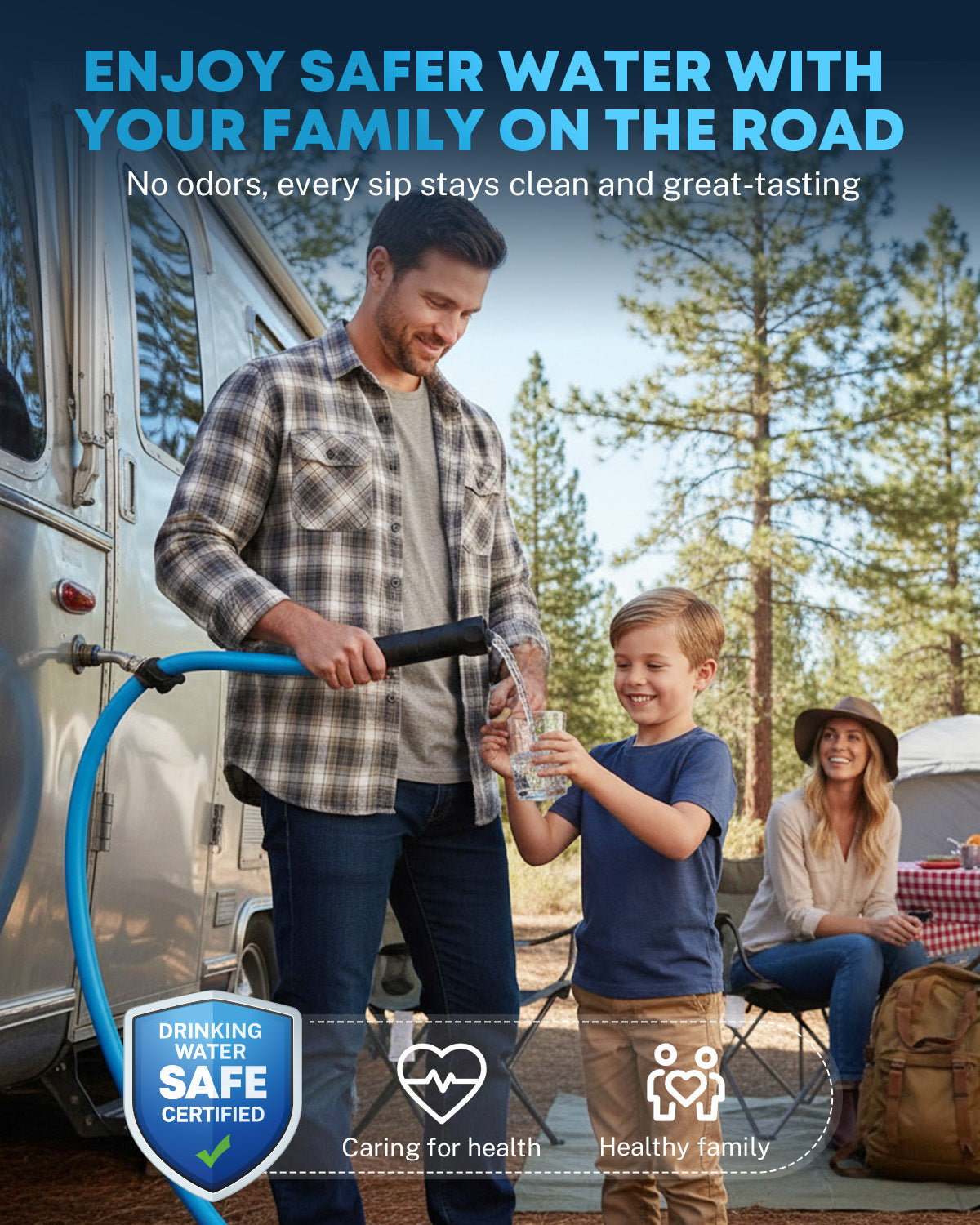 Kohree 40FT NSF 372 Certified Drinking Water Hose, 5/8" ID, Lead-Free, No-Kink & Flexible, with Storage Bag for RV, Camper, Truck, Car, Blue