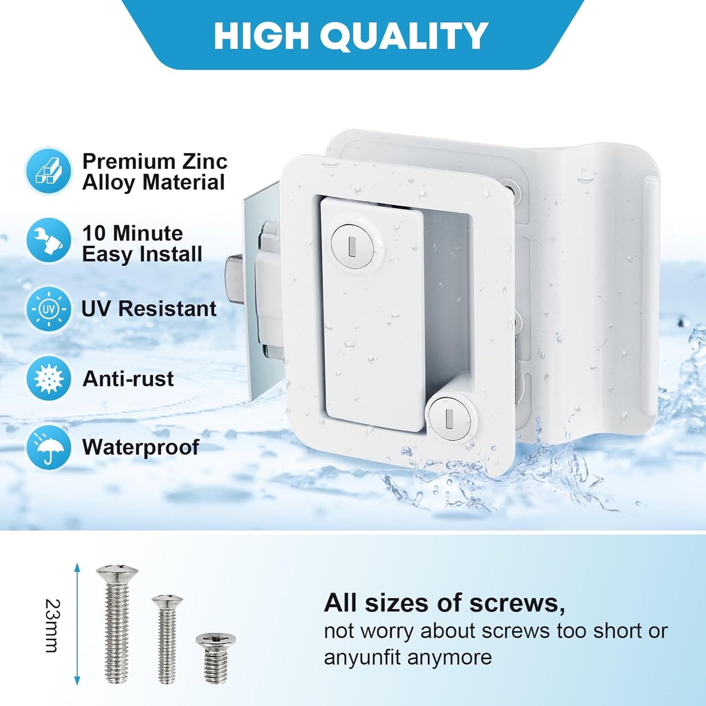 Kohree Upgraded RV Entry Door Lock with Paddle Deadbolt, Replacement RV Door Lock with Keys for Travel Camper Trailer,White