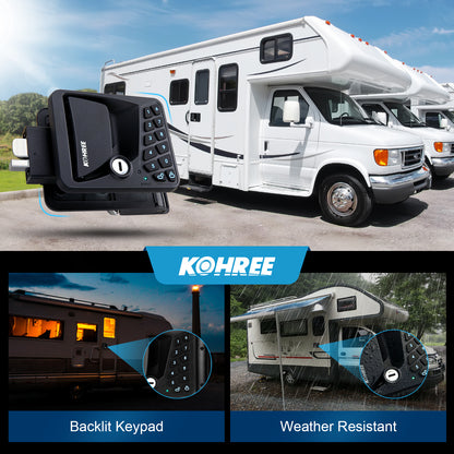 Kohree Upgraded RV Door Lock Keyless Entry, Replacement RV Door Lock with APP, Fingerprint, Password, Keys, Bluetooth RV Keyless Entry Door Lock for Trailer Camper RV Travel Trailer Door Latch
