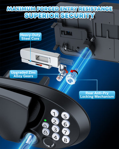 Kohree 4-in-1 Smart RV Door Lock, Keyless Entry with Fingerprint & App Control, Bluetooth, Password, Keys - Stylish Matte Black Replacement for Travel Trailer & Camper Door