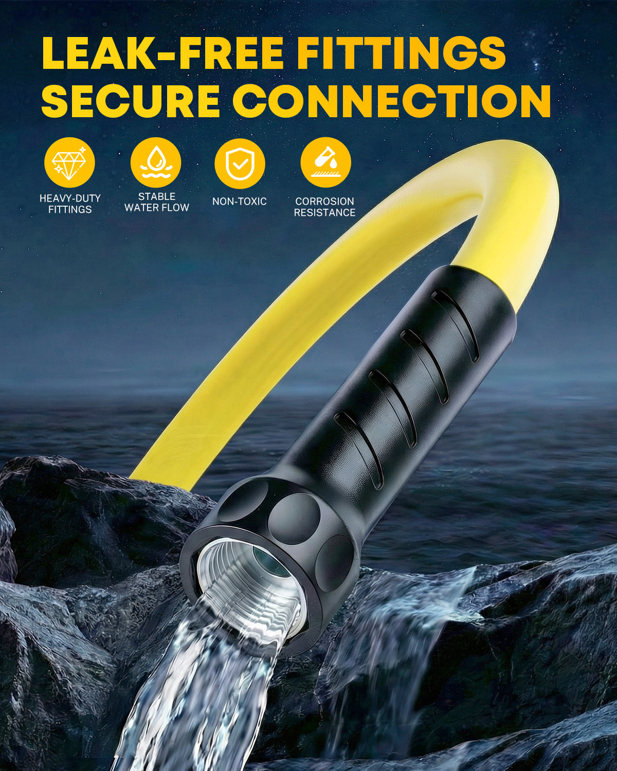 Kohree 85FT NSF 372 Certified Drinking Water Hose, 5/8" ID, Lead-Free, No-Kink & Flexible, with Storage Bag for RV, Camper, Truck, Car, Yellow