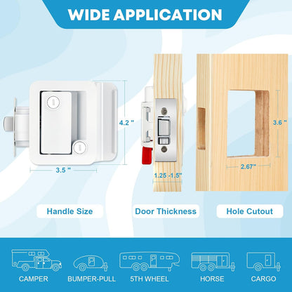 Kohree Upgraded RV Entry Door Lock with Paddle Deadbolt, Replacement RV Door Lock with Keys for Travel Camper Trailer,White