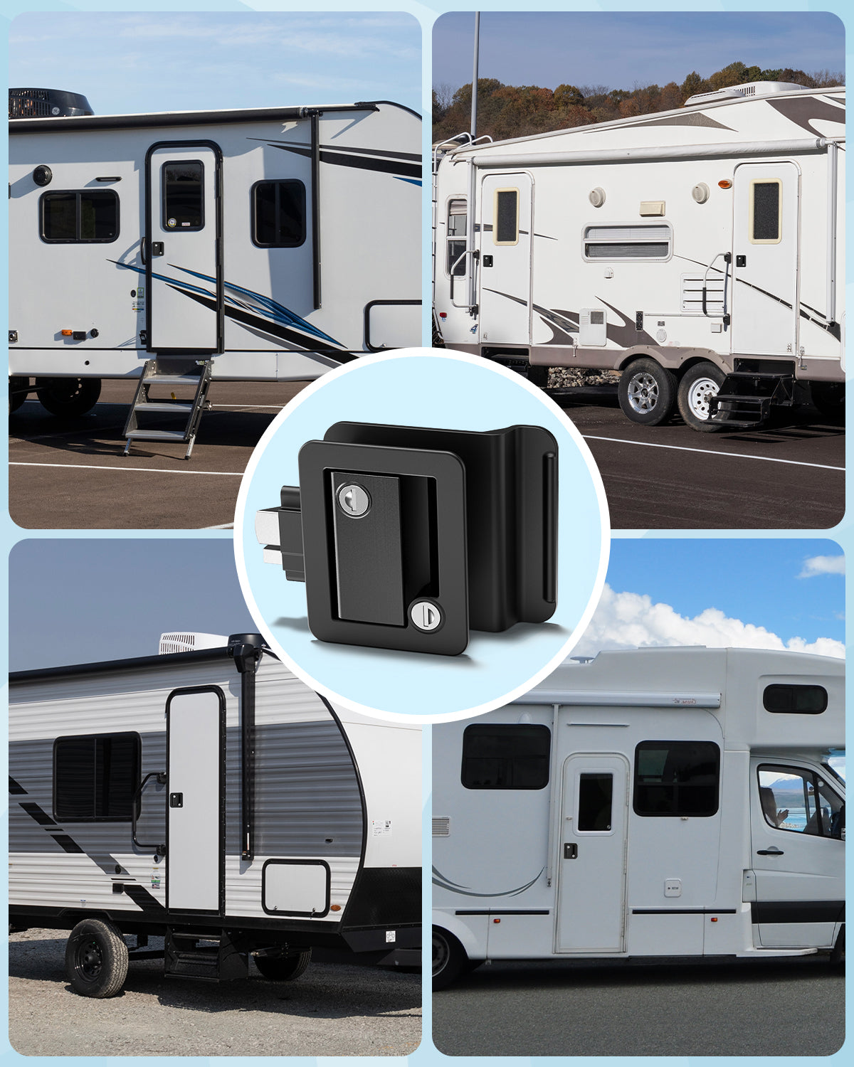 Kohree RV Entry Door Lock with Paddle Deadbolt Zinc Alloy for Travel Camper Trailer, Black
