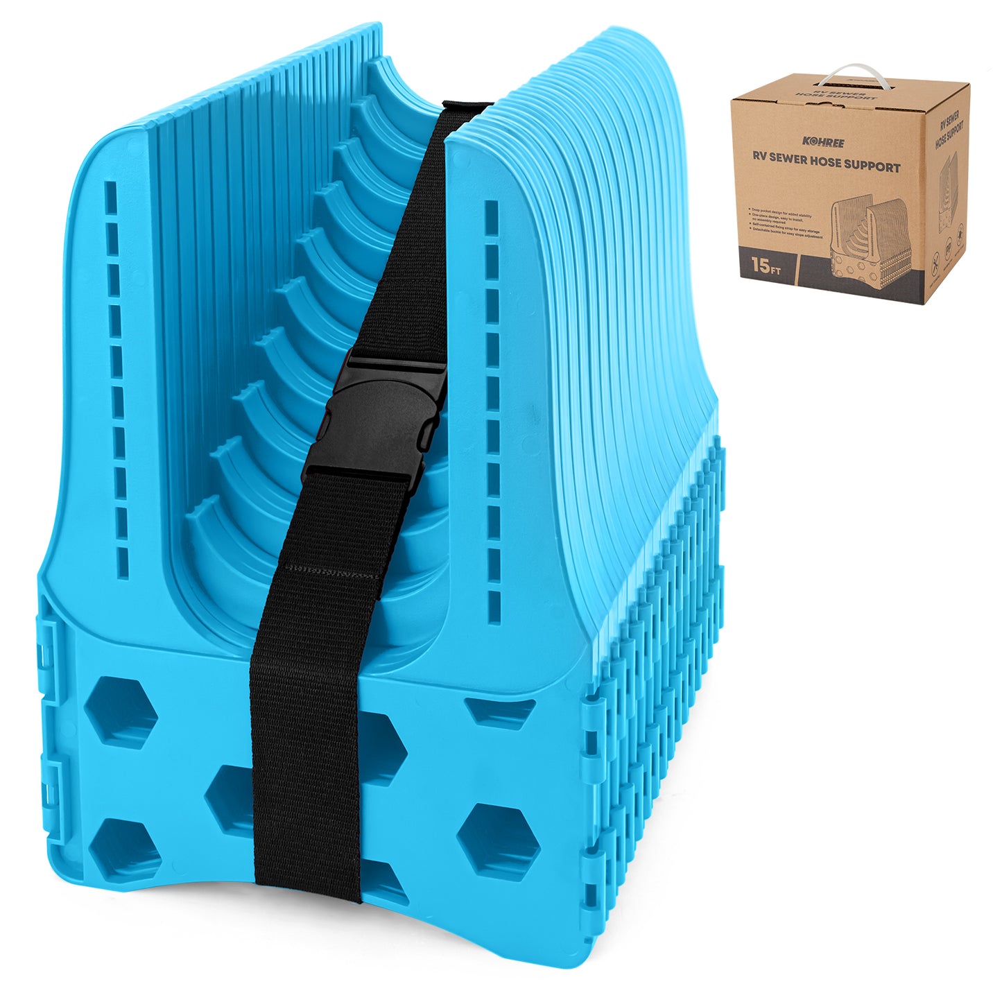 Kohree RV Sewer Hose Support,Heavy-Duty with Height Adjustable for Campers,Blue