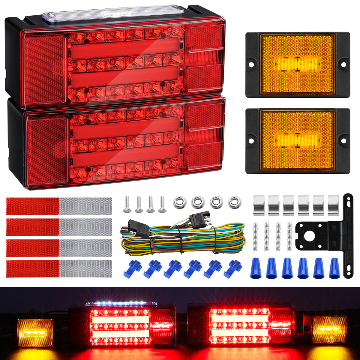 Kohree LED Trailer Lights Kit, LED Brake Turn Tail Lights ,DOT Certified for RV Car Marine under 80 inch