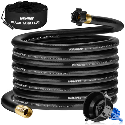Kohree Camper & RV Black Water Hose - No-Kink Design With Storage Bag for Black Water, Gray Water, RV Tank Cleaning, 15FT 5/8" Diameter