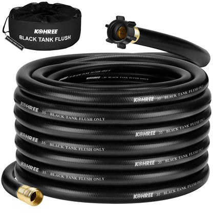 Kohree Camper & RV Black Water Hose - No-Kink Design With Storage Bag for Black Water, Gray Water, RV Tank Cleaning, 15FT 5/8" Diameter