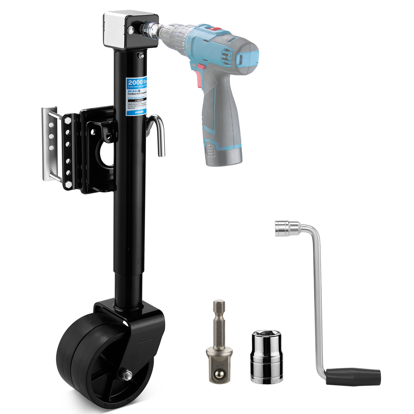 Kohree 5000 lbs A-Frame Trailer Jack, 37.2”Max Height Adjustable, 20-24V Cordless Drill Compatible, 25" Vertical Travel for Utility Trailer, Yacht Trailer