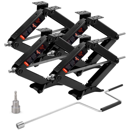 Kohree 24" 9500lbs RV Trailer Stabilizer Leveling Scissor Jacks with Crank Handle and Drill Bit,Set 2