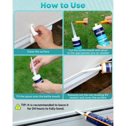 Kohree Non-Leveling RV Roof Sealant 1 Pack,White Non-Sag Lap Sealant for RV Roof Repair,Maintenance,Camper & Trailer