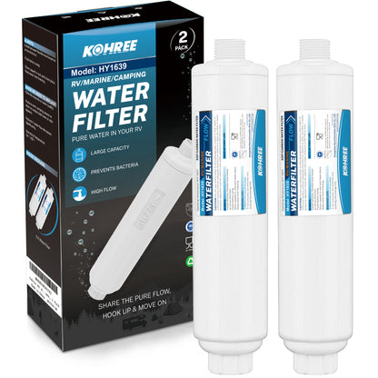 Kohree RV Inline Water Filter, NSF Certified, Camper Water Filter Reduces Chlorine, Bad Taste, Odor, RV Accessories Water Hose Filter for RV Campers, Marine, Gardening, Boats, Trailer