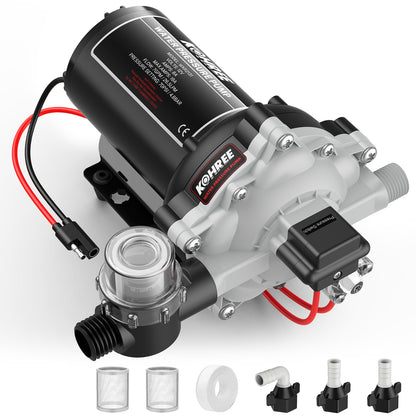 Kohree 12V RV Water Pump 3.5GPM 55PSI, Water Pressure Booster Pump, Self-Priming Diaphragm Pump with Switch, Direct Replacement for 4008-101-A65/E65 for RV Camper Kitchen Bathroom Marine Yacht