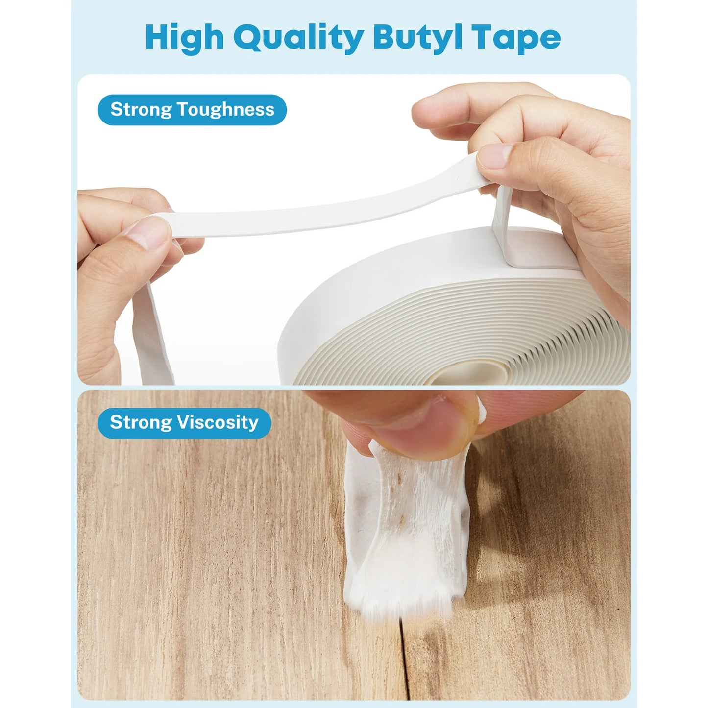 Kohree Butyl Sealant Tape , 1/8-Inch x 3/4-Inch x 30-Foot, RV Putty Rubber Seal Tape Leak Proof for RV Repair, Window, Boat Sealing-White 2 Pack