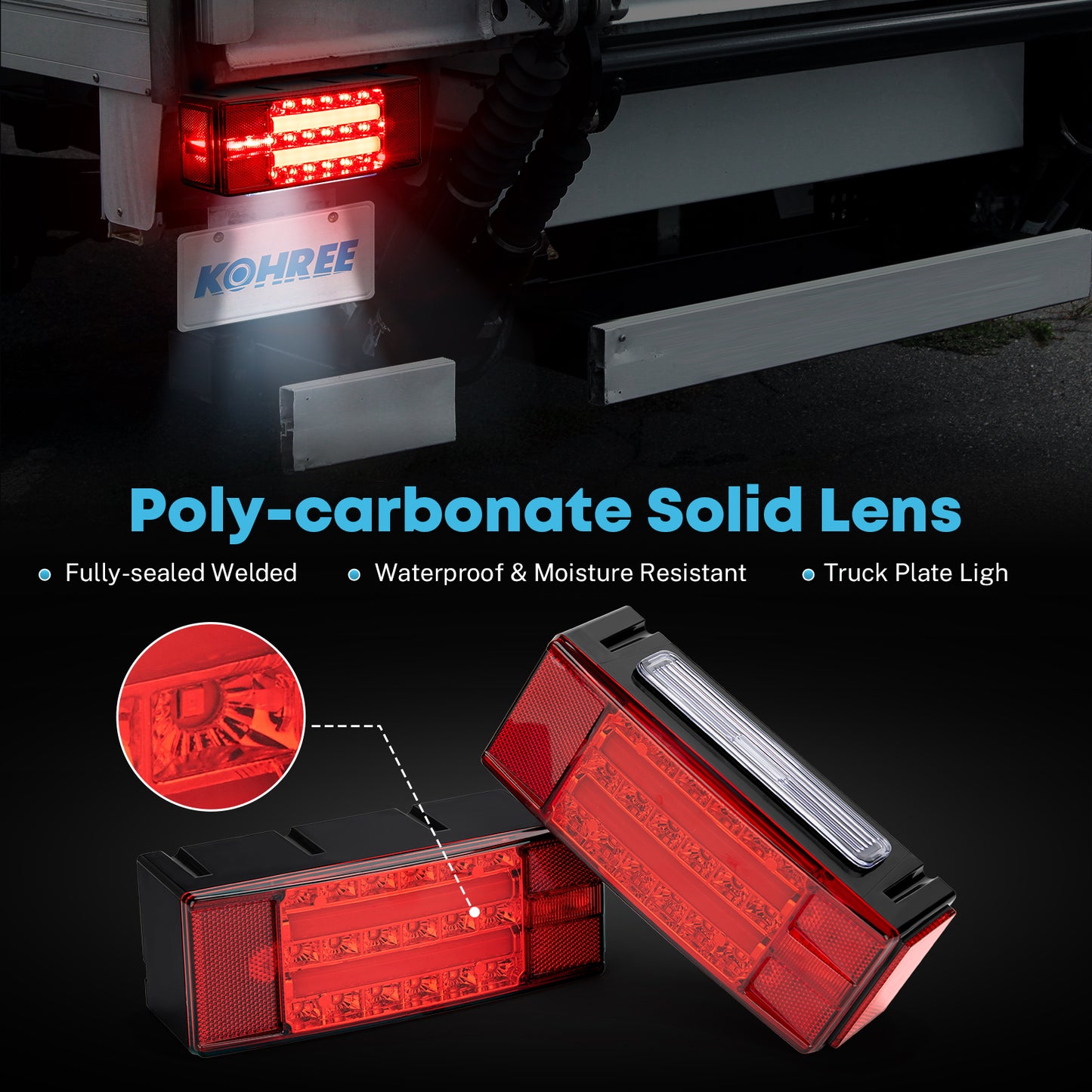 Kohree LED Trailer Lights Kit, LED Brake Turn Tail Lights ,DOT Certified for RV Car Marine under 80 inch