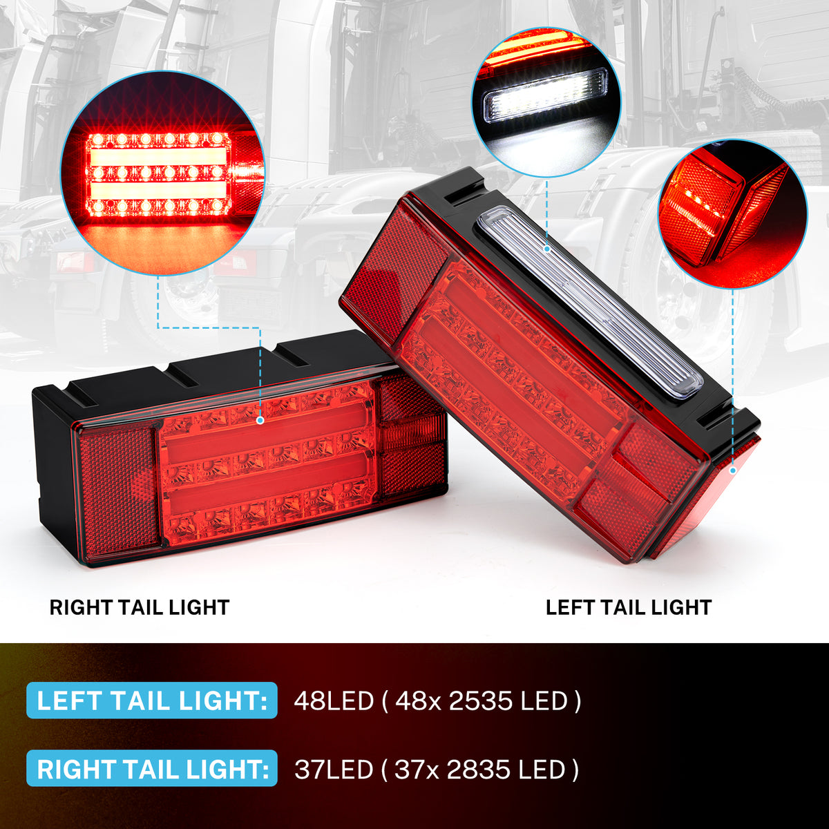 Kohree LED Trailer Lights Kit, LED Brake Turn Tail Lights ,DOT Certified for RV Car Marine under 80 inch