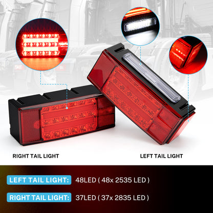 Kohree LED Trailer Lights Kit, LED Brake Turn Tail Lights ,DOT Certified for RV Car Marine under 80 inch