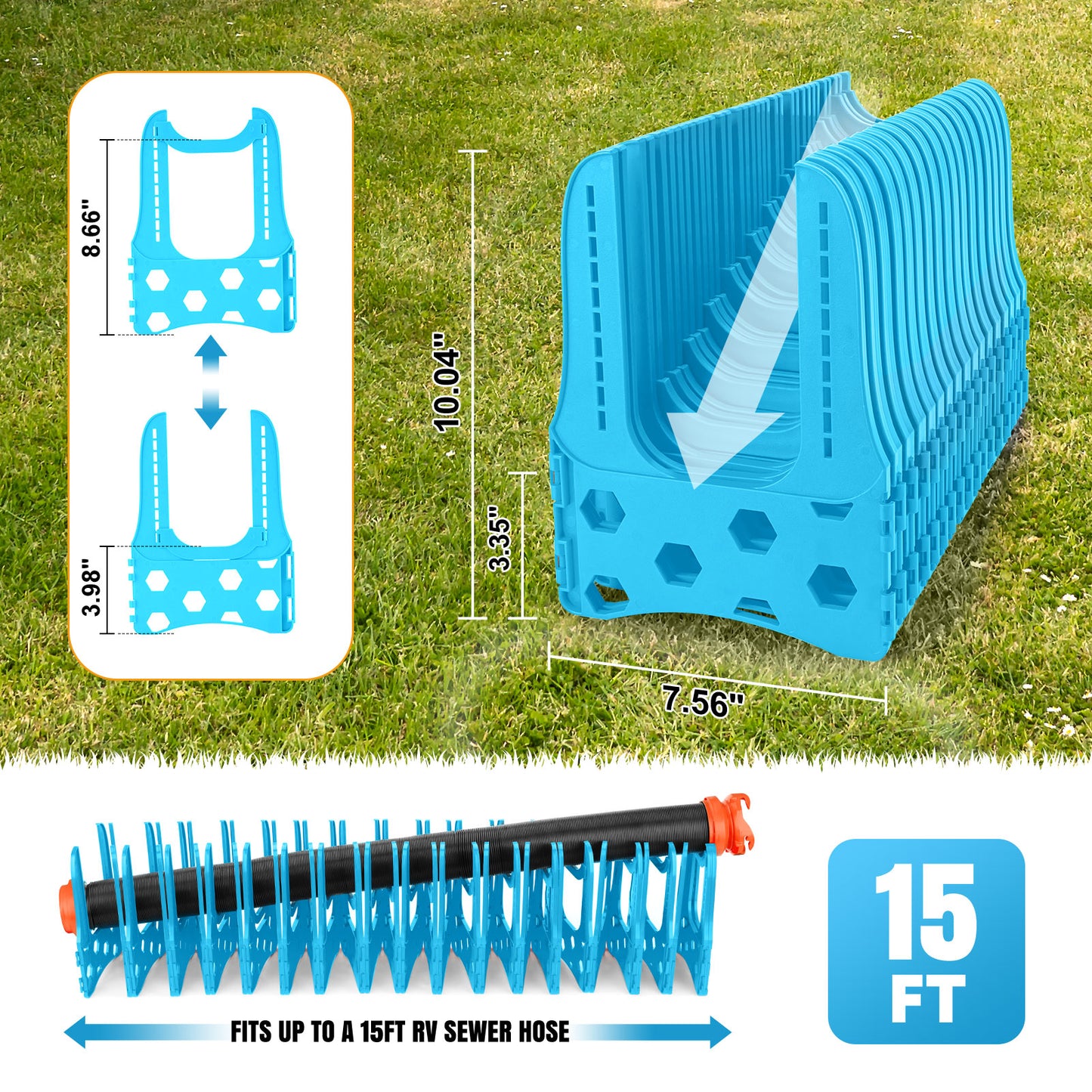 Kohree RV Sewer Hose Support,Heavy-Duty with Height Adjustable for Campers,Blue
