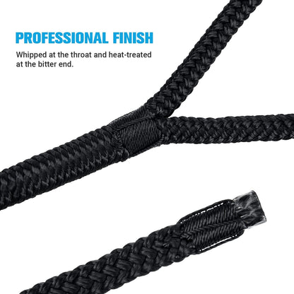 Kohree 3/8" x 15'/20Feet/25Feet/ Boat Dock Lines, Pre-Spliped 12" Eyelet Fender Lines, Heavy-Duty Double Braided Nylon Marine Ropes for Mooring, Docking Yacht Pontoon Accessories, 4 Pack,