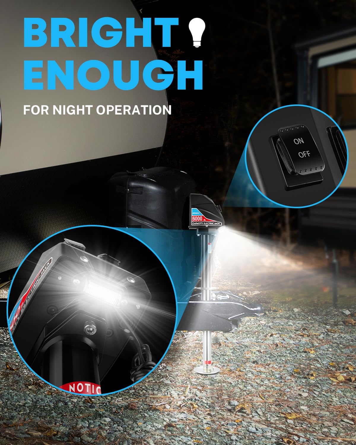 Kohree Electric Trailer Jack 6000 lbs, Heavy Duty RV Electric Power Tongue Jack for Travel Trailer A-Frame Camper, with Manual Crank Handle & Weatherproof Jack Cover, 22" Lift, 12V DC with Wiring