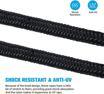 Kohree 3/8" x 15'/20Feet/25Feet/ Boat Dock Lines, Pre-Spliped 12" Eyelet Fender Lines, Heavy-Duty Double Braided Nylon Marine Ropes for Mooring, Docking Yacht Pontoon Accessories, 4 Pack,