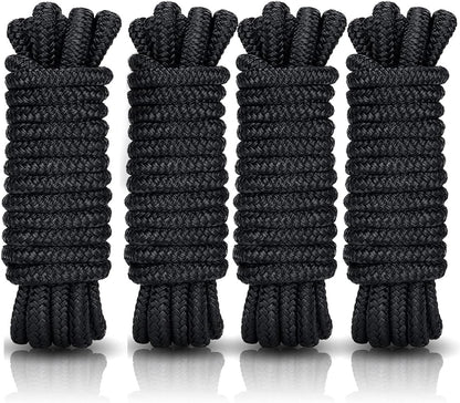 Kohree 3/8" x 15'/20Feet/25Feet/ Boat Dock Lines, Pre-Spliped 12" Eyelet Fender Lines, Heavy-Duty Double Braided Nylon Marine Ropes for Mooring, Docking Yacht Pontoon Accessories, 4 Pack,