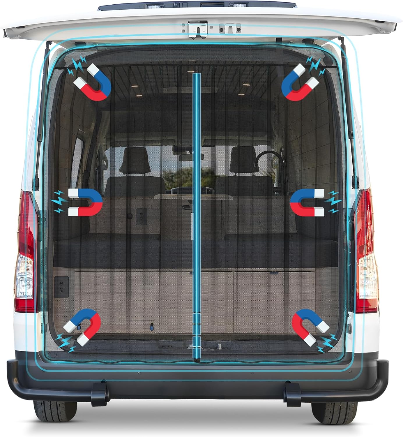 Kohree Van Bug Screen, Full Magnetic Strips Door Mesh Curtain for Side Door and Rear Door Flyscree Mosquito Net for Mercedes Sprinter Motorhome Camper