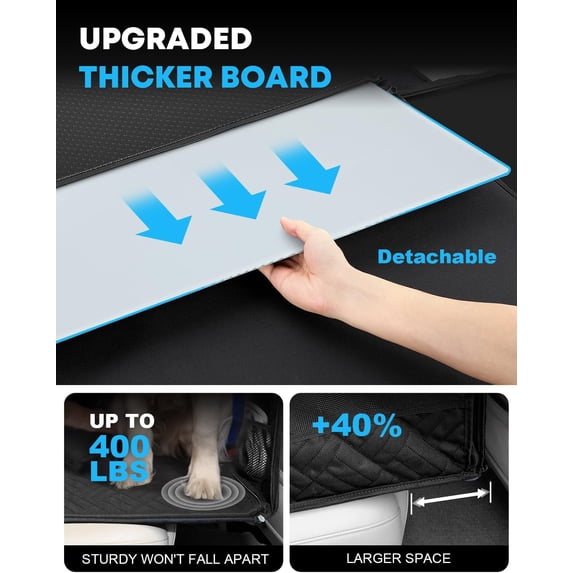 Kohree Dog Car Seat for Large Medium Dogs, Back Seat Extender with Hard Bottom, Waterproof Non-Slip Hammock for Pet, with Storage Pocket for Cars/SUV/Truck (28.7 * 22 * 21.5in)