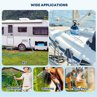 Kohree 15FT/25FT/35FT/50FT Upgraded RV Water Hose with Strap, 5/8" Premium Drinking Water Hose, Leak Free, No Kink, Reinforced PVC Design w/Strain Relief Ends, Short Flexible Garden Hose for RV, Camper, Truck - Blue