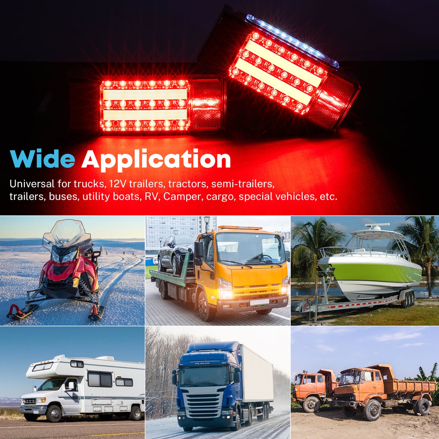 Kohree LED Trailer Lights Kit, LED Brake Turn Tail Lights ,DOT Certified for RV Car Marine under 80 inch