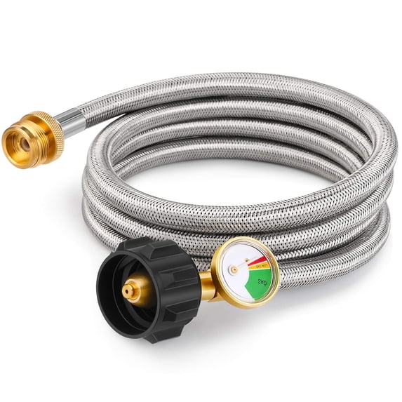 Kohree 6FT Propane Hose Adapter with Gauge,1lb to 20lb Propane Tanks with Pol,CSA-certified for RV Camping Stove,Buddy Heater ,Coleman Stove, Grill