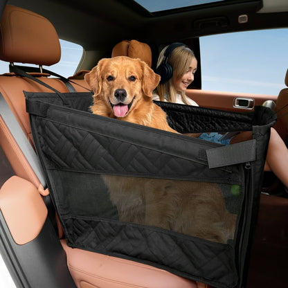 Kohree Dog Car Seat for Large Medium Dogs, Back Seat Extender with Hard Bottom, Waterproof Non-Slip Hammock for Pet, with Storage Pocket for Cars/SUV/Truck (28.7 * 22 * 21.5in)