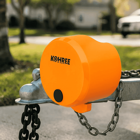 Kohree RV Trailer Hitch Locks Heavy Duty Trailer Coupler Lock Fits 2-5/16 inch, 1-7/8" Couplers with 4 Keys & 4 Dust Covers, Orange