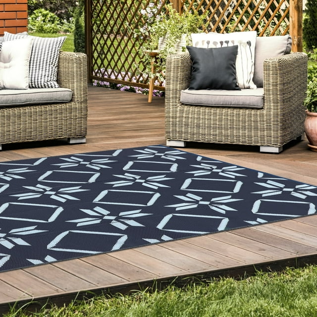Kohree Outdoor Plastic Straw Rug 9'x12' ,Waterproof Mat with 4 Corner Loops Indoor Outdoor for RV, Camping, Deck ,Balcony