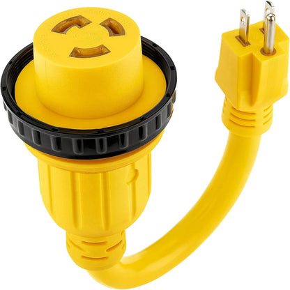 Kohree 30 Amp to 15 Amp 110 RV Adapter Plug, 15A Male to 30A Female RV Power Adapter, NEMA 5-15P to L5-30R Twist Lock RV Dogbone Electrical Adapter Cord 12"