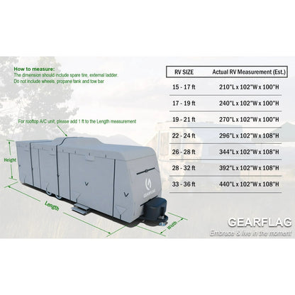 Kohree Travel Trailer RV Cover 4 Layers top Fits 18'-20' Reinforced windproof side-straps Anti-UV water-resistance heavy duty for Trailer RV