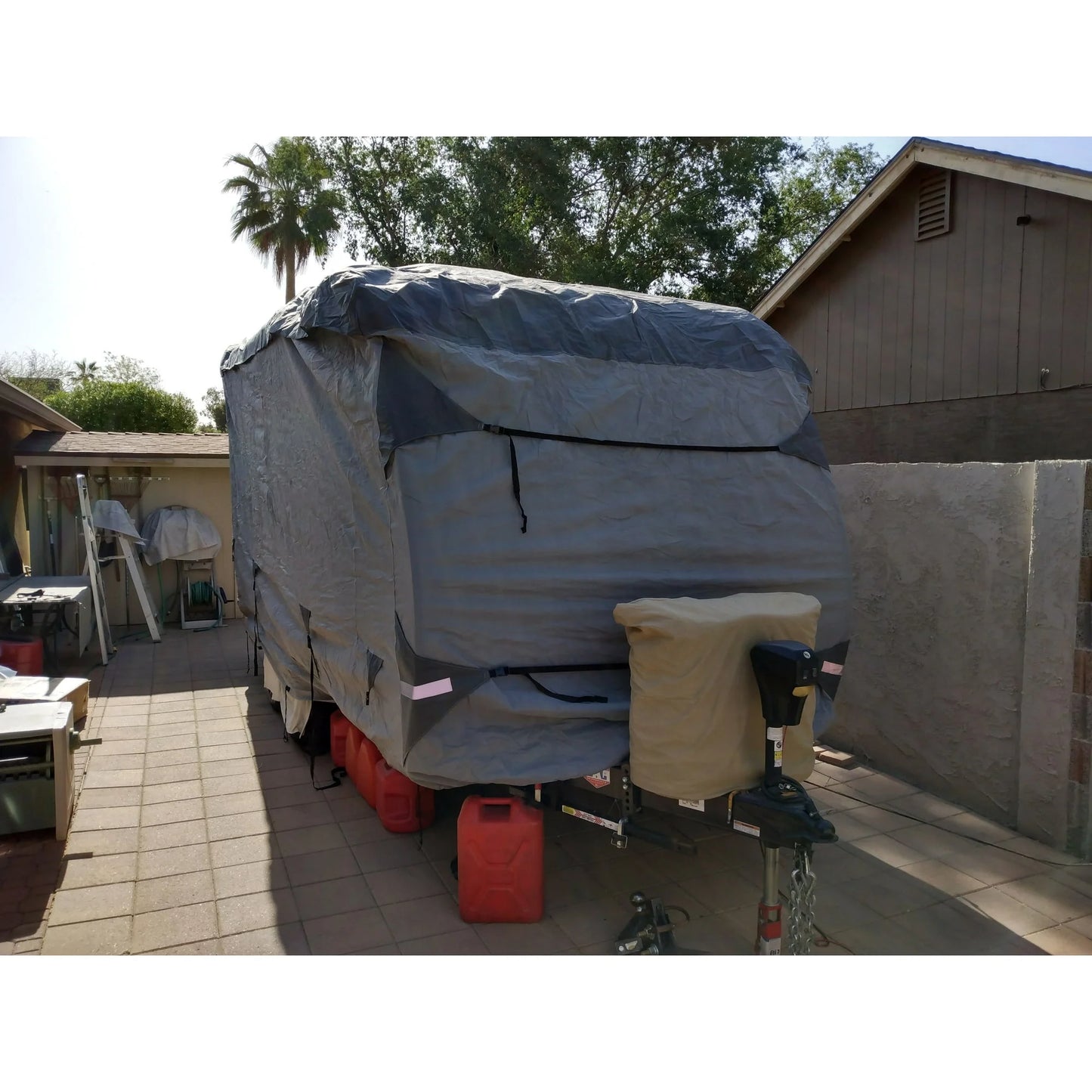 Kohree Travel Trailer RV Cover 4 Layers top Fits 18'-20' Reinforced windproof side-straps Anti-UV water-resistance heavy duty for Trailer RV