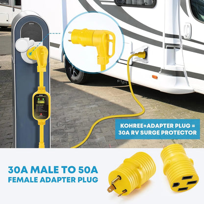 Kohree 50 Amp to 30 Amp RV Adapter with Surge Protection, 8000 Joules RV Surge Protector with LED Power Indicatorsfor Camper Travel Trailer